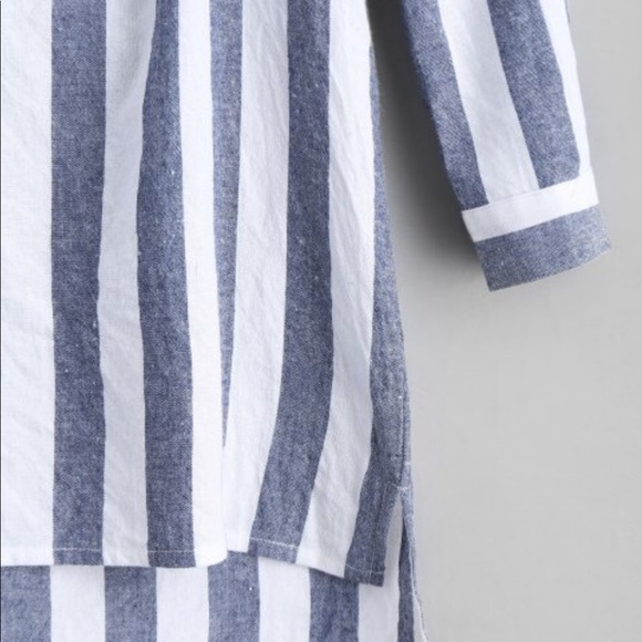 V Neck Striped Slit High Low Dress - Picture 5 of 5